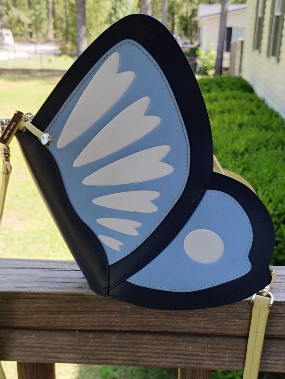 Kate Spade Butterfly Wing Crossbody Bag in Light Blue and Yellow - Picture 2 of 8